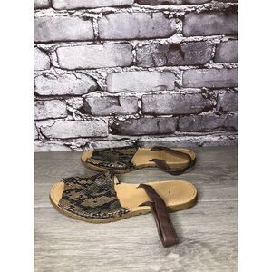 AVARCA MENORQUINA Brown Leather Snake Slingback Sandals Women’s Sz 38EU/7.5M US